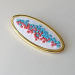 Aqua and Coral Brooch