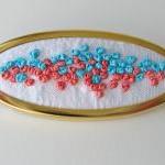 Aqua and Coral Brooch