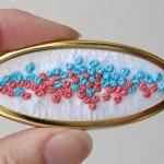 Aqua and Coral Brooch