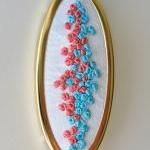 Aqua and Coral Brooch