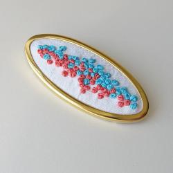 Aqua and Coral Brooch  